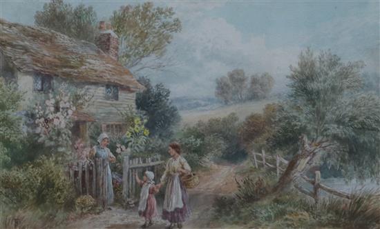 Attributed to Myles Birket Foster A Hampshire cottage 18 x 28cm